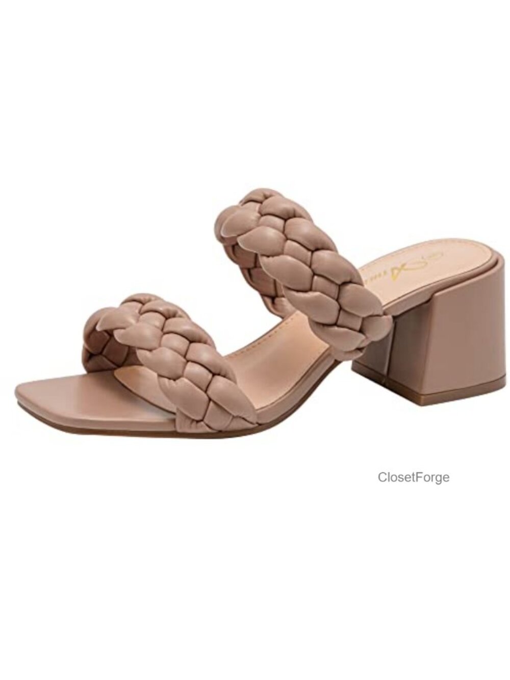 Braided Heels for Women Square Toe Chunky Low Heeled Sandals